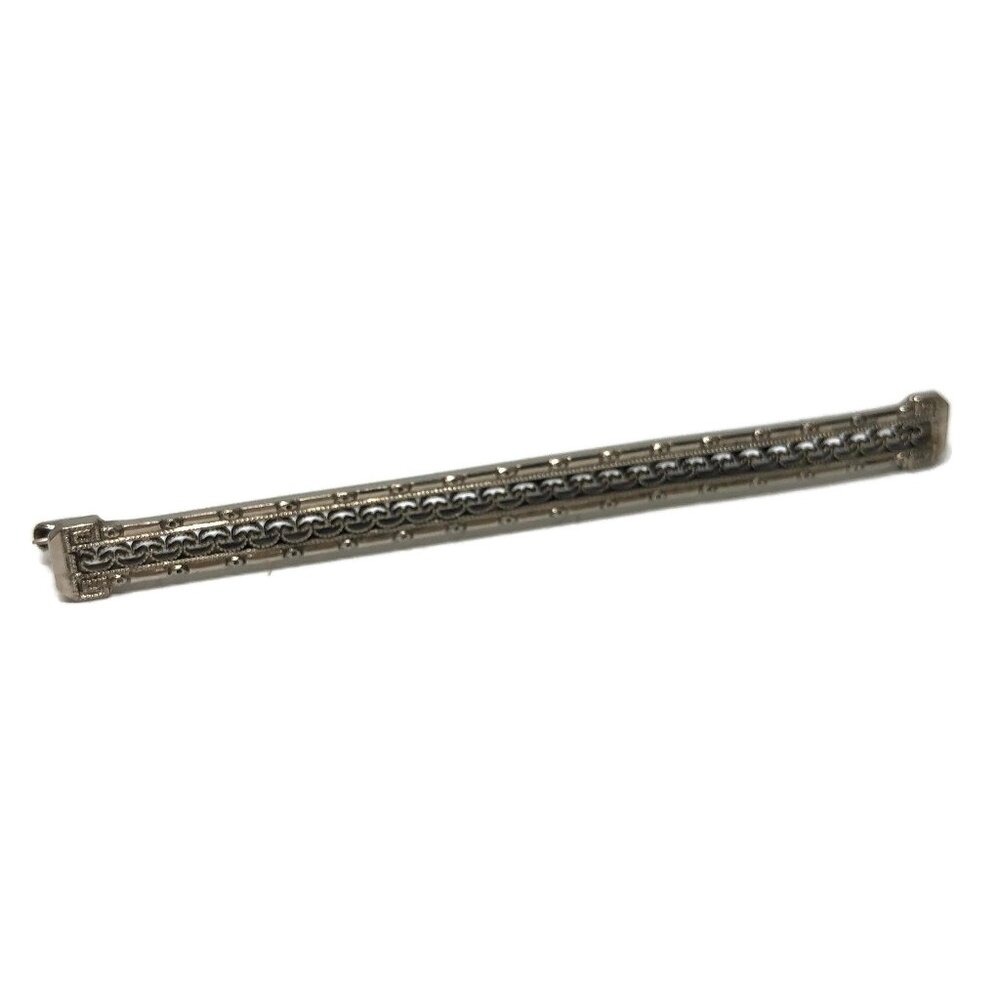 Victorian Antique Bar Pin Filigree Openwork Design, Old Silver Tone Bar Brooch